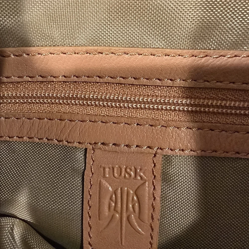 TUSK Small Gotham Snake Skin Leather Black Adj Strap Top Security Snap Backpack.